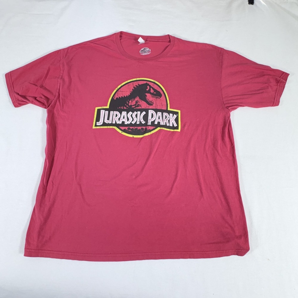Vintage Jurassic Park T-Shirt Mens 2XL Red Zuni Sportswear Graphic Tee Logo